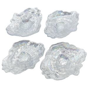 Akcam Turkish Hand Made Iridescent Glass Shell Shaped Dishes Plates Beach Decor
